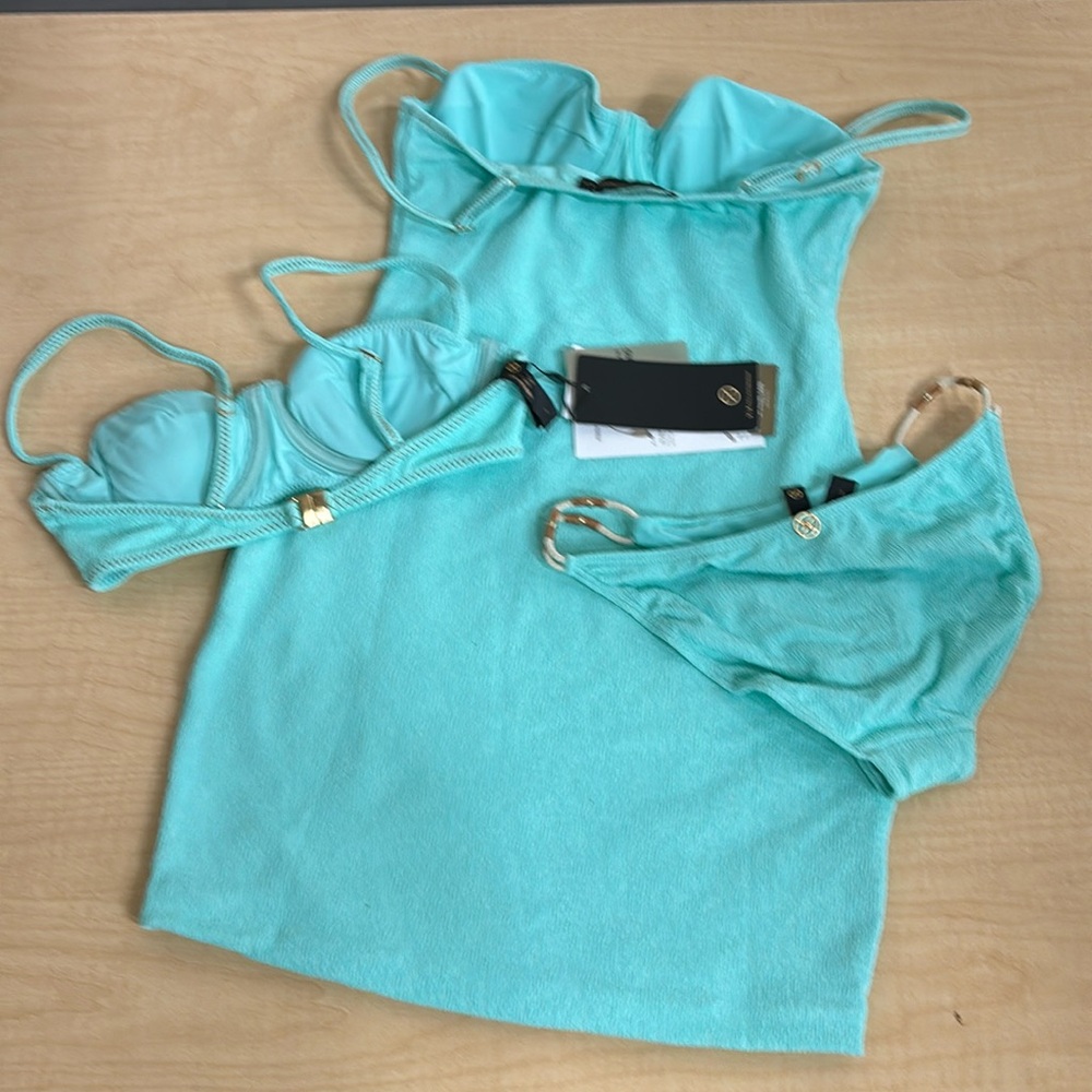 ViX Firenze Corsage Underwire Top Cloqué Bottoms Corsage Dress 3 Piece Set - Picture 2 of 6